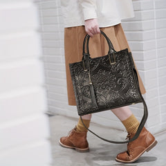 Leather Purse & Handbag Top Handle Satchel Bag with Tassels