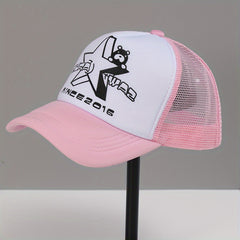 Star Bear Print Baseball Cap Mesh Trucker Hat Lightweight Unisex