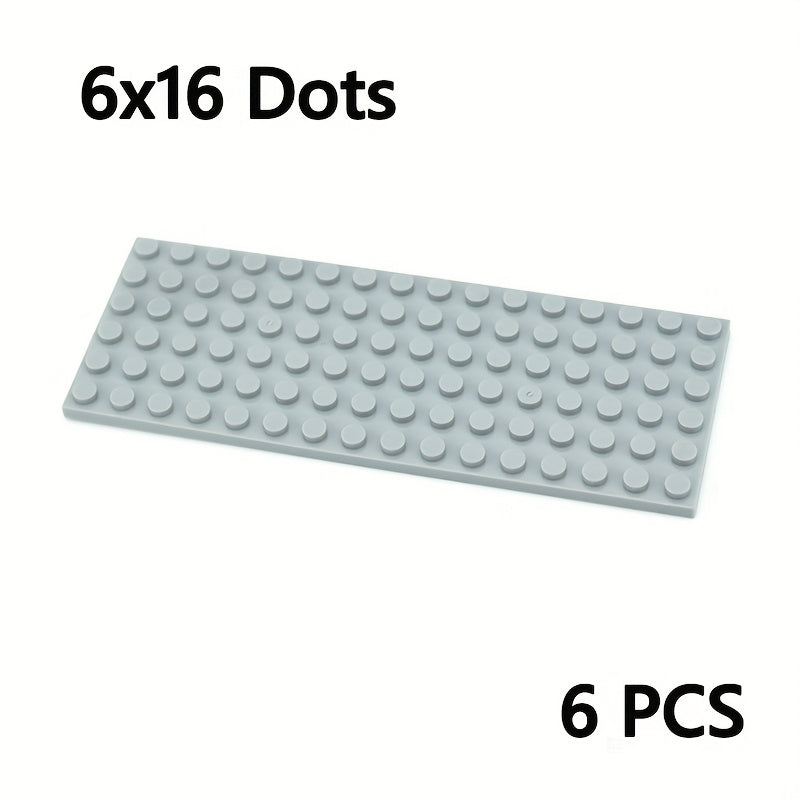 6pcs Thin Bricks 6x16 Building Blocks 3028 Red Yellow