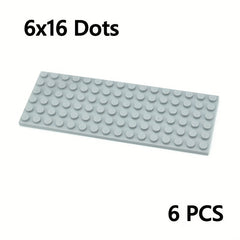6pcs Thin Bricks 6x16 Building Blocks 3028 Red Yellow