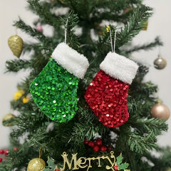 Mini Christmas Sock Beads Decoration Mini Socks Tree Pendant Hanging Gift Bag