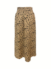 Leopard Print Paper Bag Waist Skirt Midi Skirt