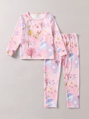 Girl's 2pcs Pajama Set Deer Tree Print Loungewear