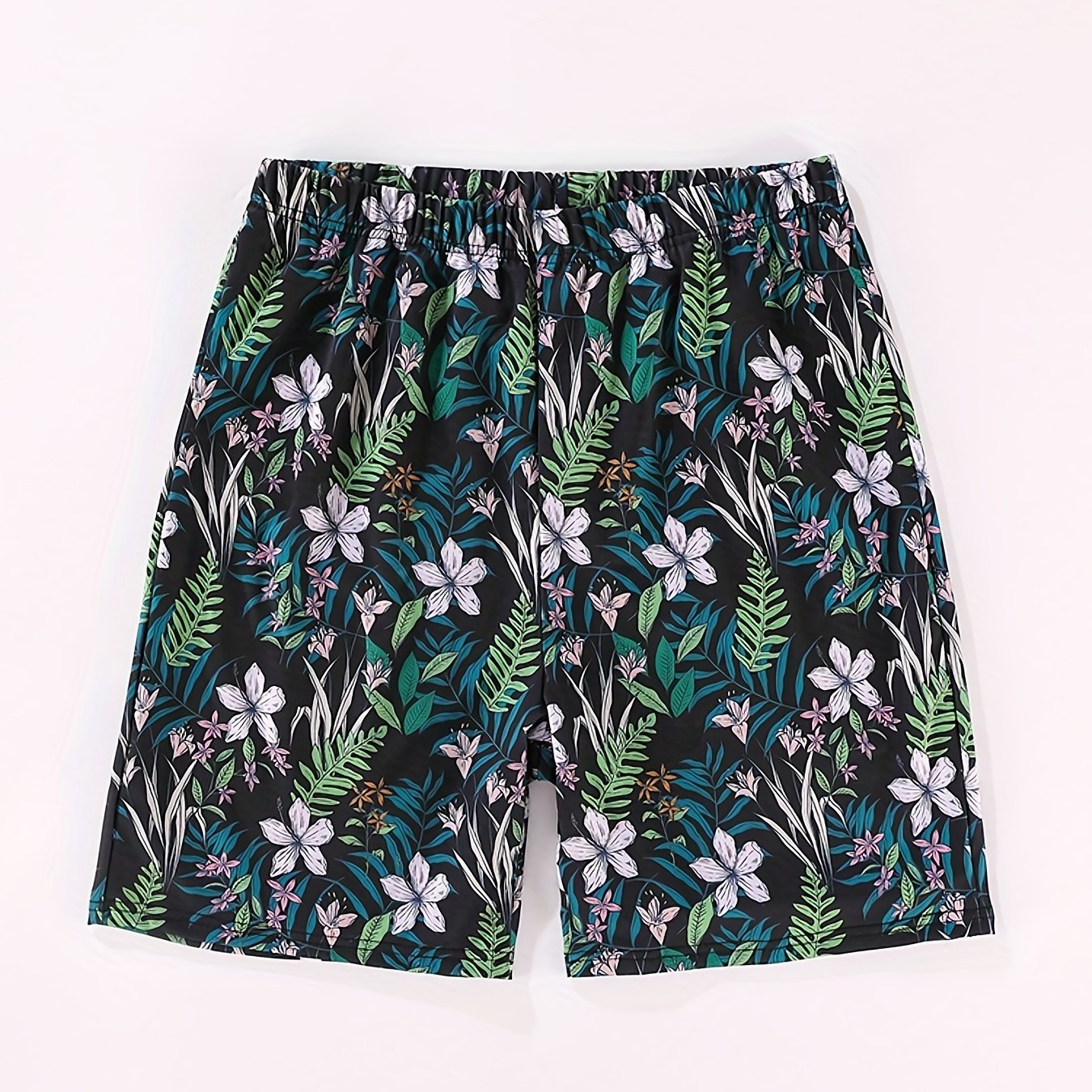 Men's Quick Dry Swim Trunks Floral Pattern High Stretch Comfortable