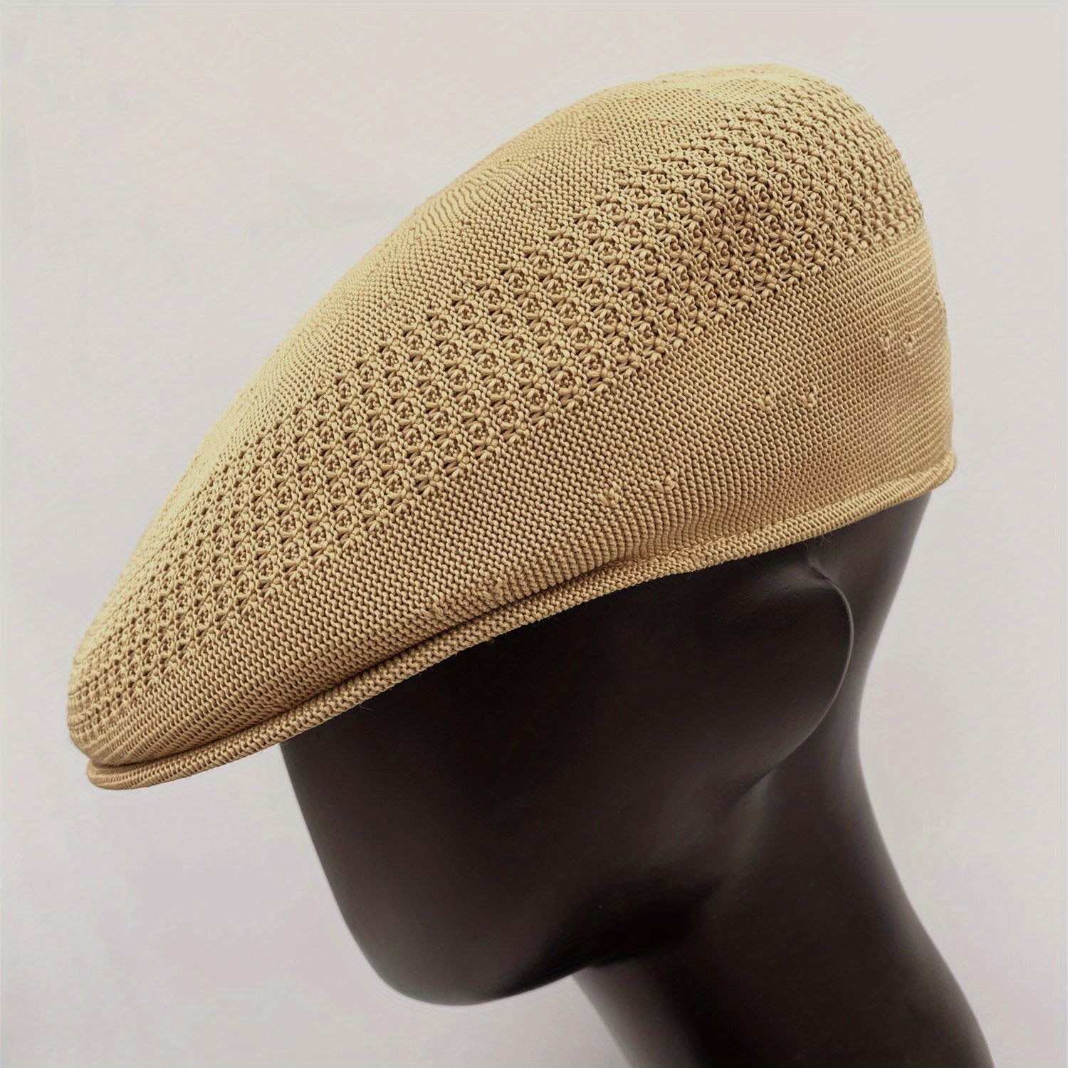 Men's Mesh Knitted Beret Newsboy Caps Thin Breathable Flat Cap