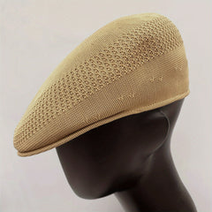 Men's Mesh Knitted Beret Newsboy Caps Thin Breathable Flat Cap