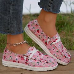 Floral Print Slip-On Loafers Lightweight Flat Sneakers