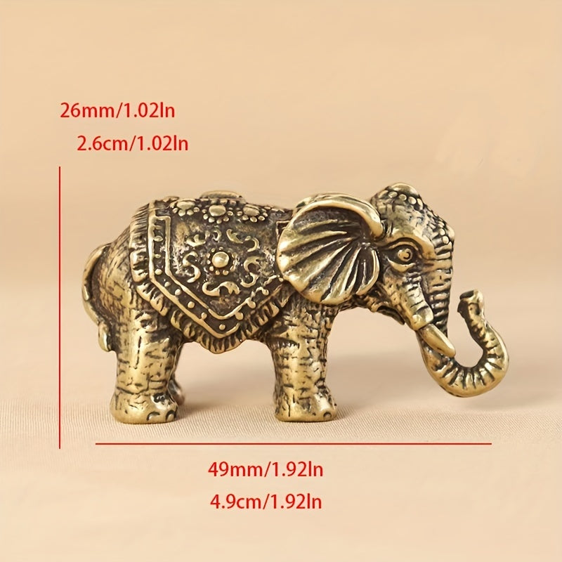 Solid Brass Elephant Keychain Men Handle Antique Pendant