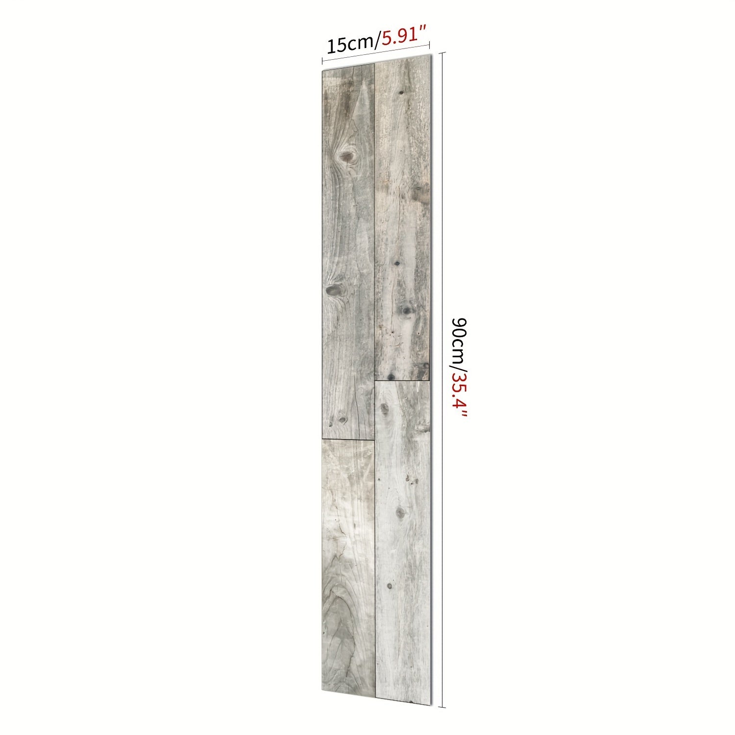 Grey Wood Floor Strips 10pcs Waterproof 15x24cm Coverings for Bathroom Kitchen
