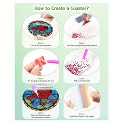 8pcs 5D Christmas Diamond Art Coaster Set for Family Decoration
