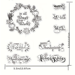 Autumn Wreath Pumpkin Leaf Clear Stamps for Card Making and Album Decor