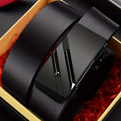 Men's Business Casual PU Leather Belt Smooth Buckle