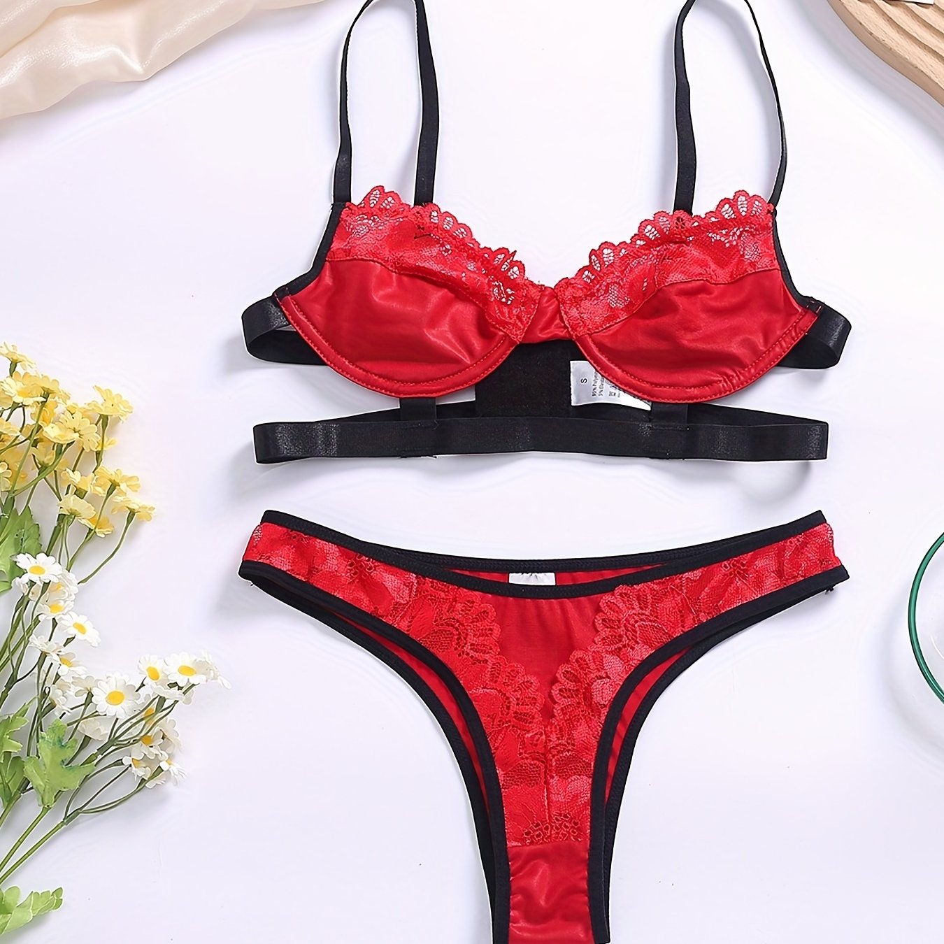 Floral Lace Lingerie Set Push Up Bra & Panties