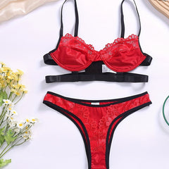 Floral Lace Lingerie Set Push Up Bra & Panties