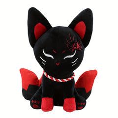 Nine Tailed Fox Plush Toy Soft Stuffed Animal Red Striped Tails Halloween Gift