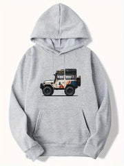 Off Road Car Pattern Men's Long Sleeve Hooded Sweatshirt