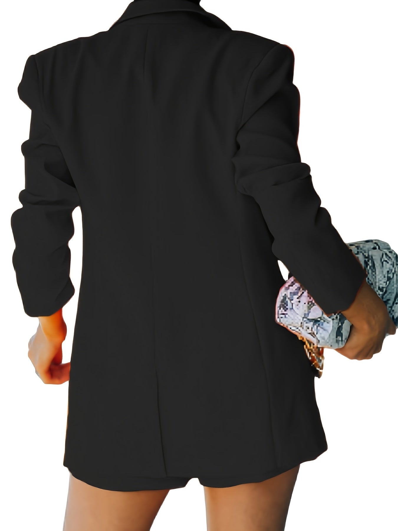 Solid Blazer Casual Long Sleeve Open Front Outerwear With Pocket