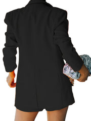 Solid Blazer Casual Long Sleeve Open Front Outerwear With Pocket