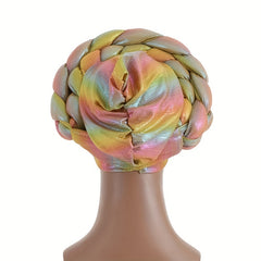 Khaki Gradient Turban Cap Double Layer Braided Hijab Hat