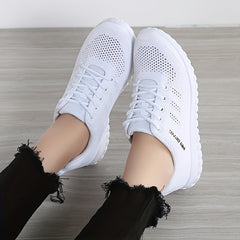 Women's Knitted Sports Shoes Lace Up Low Top Outdoor Running Shoes