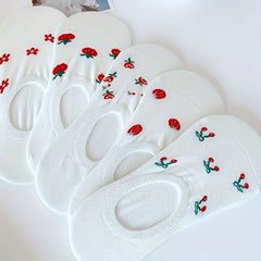 5 Pairs Fruit Floral Print Ankle Socks Women's Stockings