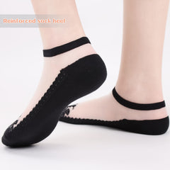 6 Pairs Floral Lace Socks Lightweight Low Cut Mesh Stockings