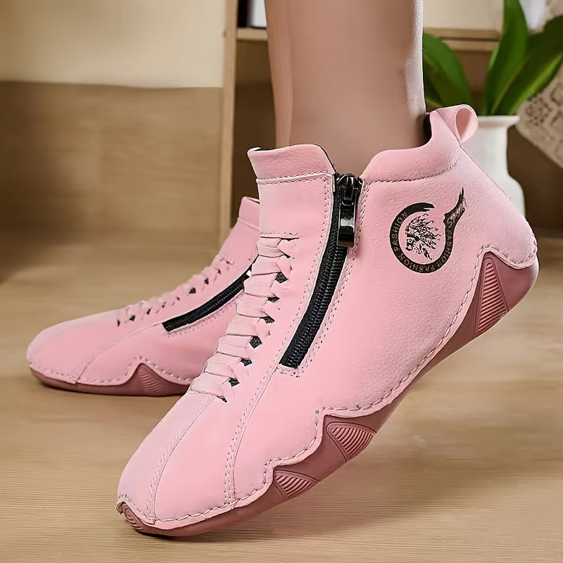 Women's Vintage Side Zip Ankle Boots British Style