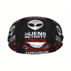 Alien Sports Headband Red Accents Aliens Graphic