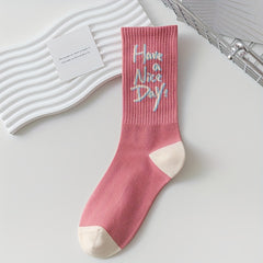 3 Pairs Floral Print Socks Comfy & Breathable Women's Stockings