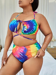 Tie Dye Bikini Set & Cover Up Top Swimsuit Set