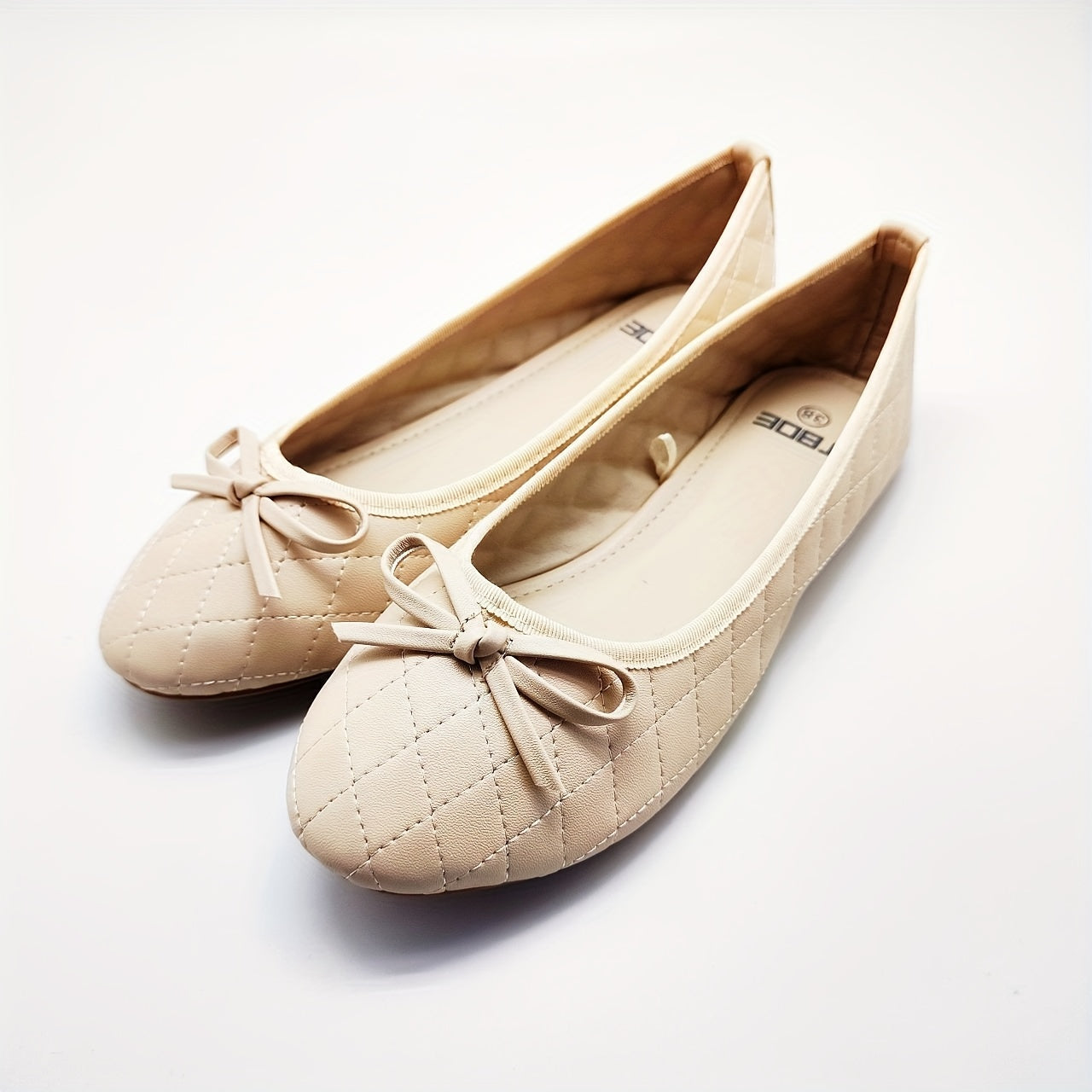 Women's Bowknot Ballet Shoes Slip On Quilted Lightweight Walking Shoes