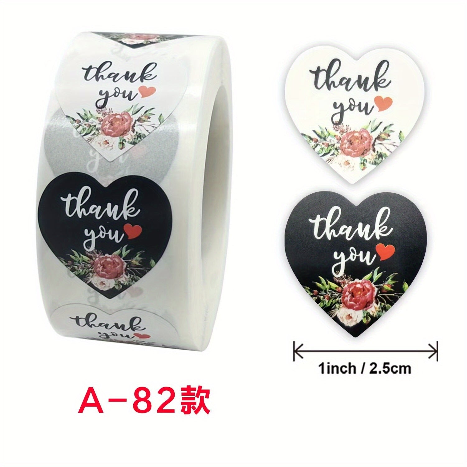 Heart Shaped Thank You Stickers Roll - 500pcs