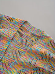 Colorful Printing Knit Cardigan Open Front Sweater