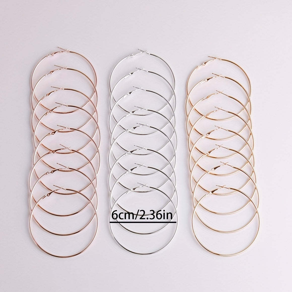 Exaggerated Metal Hoop Earrings Set for Girls