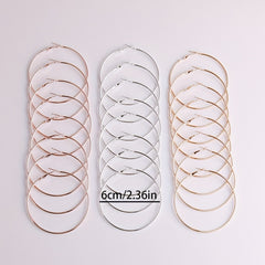 Exaggerated Metal Hoop Earrings Set for Girls
