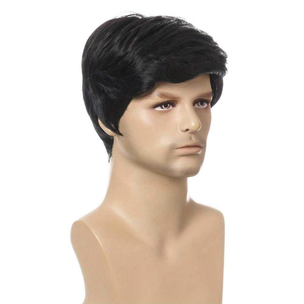 Men's Natural Short Curly Hair Wig Headgear