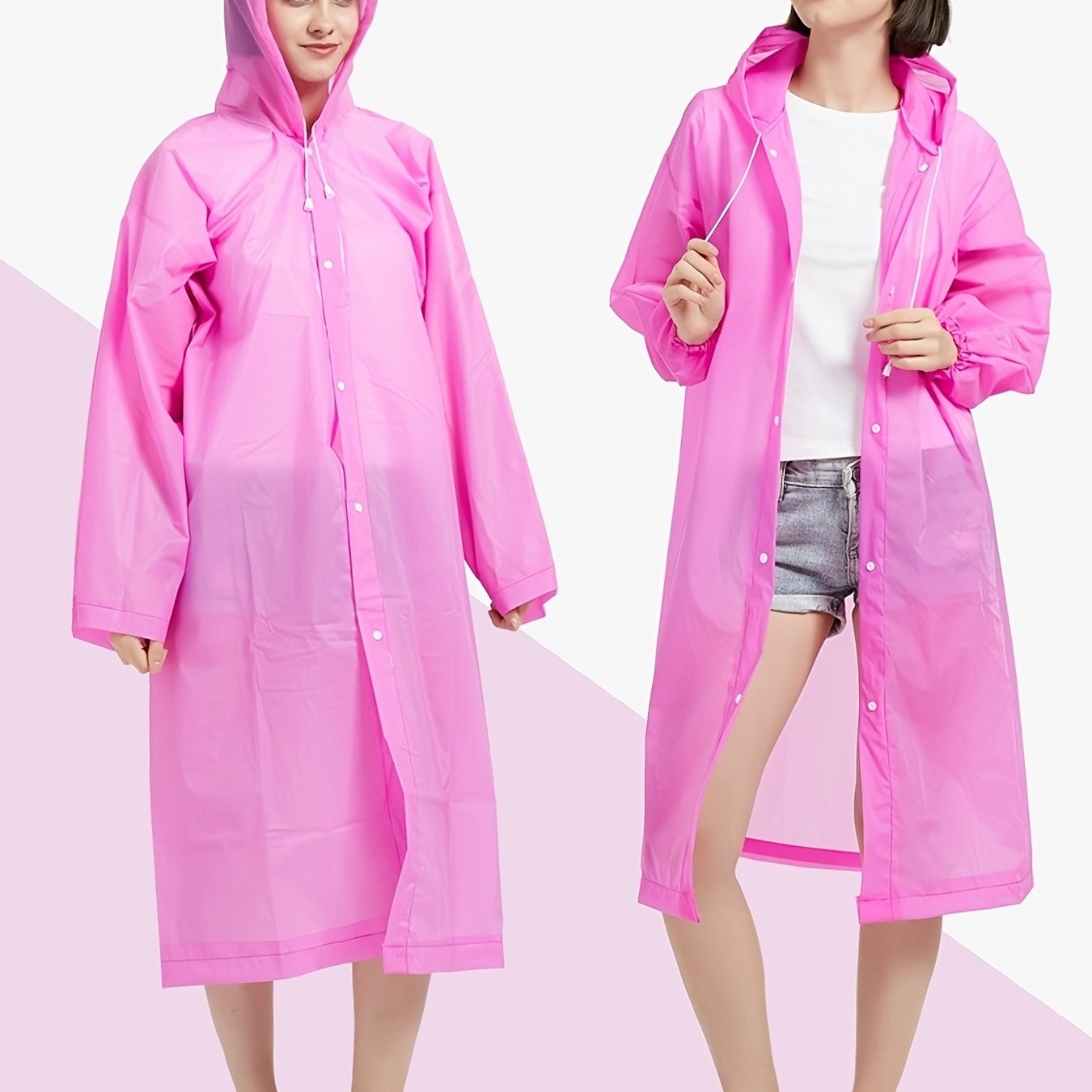 Retro Reusable Cycling Rain Poncho Hooded Jacket
