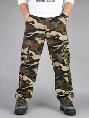 Solid Cotton Men's Cargo Pants for Outdoor Activities