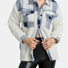 Plaid Print Button Front Jacket Long Sleeve Casual Jacket