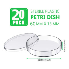 20-Pack Sterile Cultivation Plates with Covers 90mm x 15mm