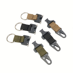 Tactical Keychain w/ Metal Buckle & Nylon Webbing for Outdoor Camping/Hiking