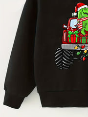 Christmas Dinosaur Pattern Sweatshirt for Kids