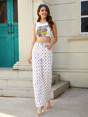 Rainbow Stripes Ripped Plaid Patchwork Denim Pants High Rise Colorful Frayed Sty