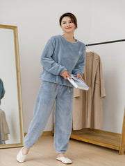 Cozy Letter Print Pajama Set with Long Sleeve Top & Elastic Waistband Pant