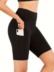 High Waist Biker Shorts Workout Leggings With Pocket