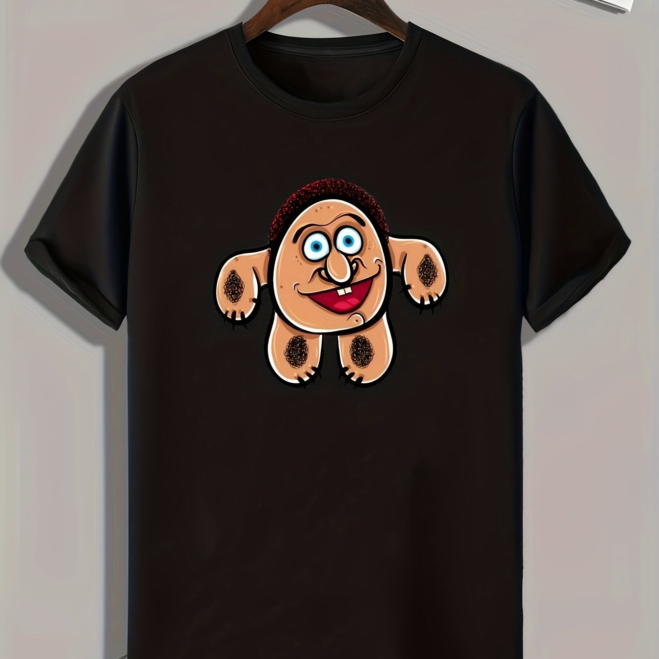 Funny Cartoon Pattern Print Men's Comfy Sports T-shirt