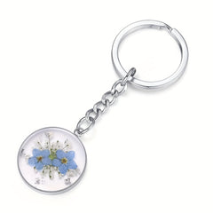 Embossed Daisy Charm Keychain for Women