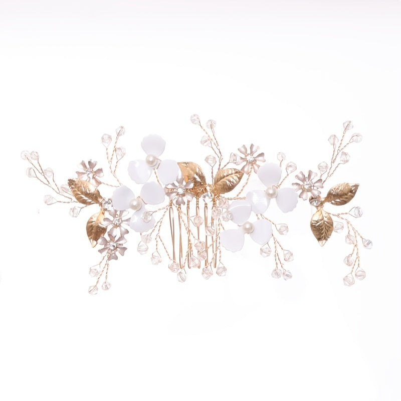 Faux Pearl Flower Hair Comb Bridal Wedding Hair Accessories