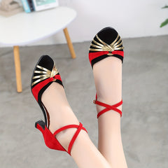 Women's Dance Shoes with Cross Strap Buckle Kitten Heel - Jazz Latin Tango