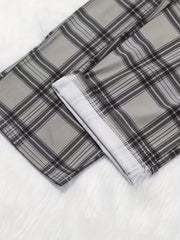 Colorblock Plaid Lounge Pants Elastic Waistband Women's Loungewear